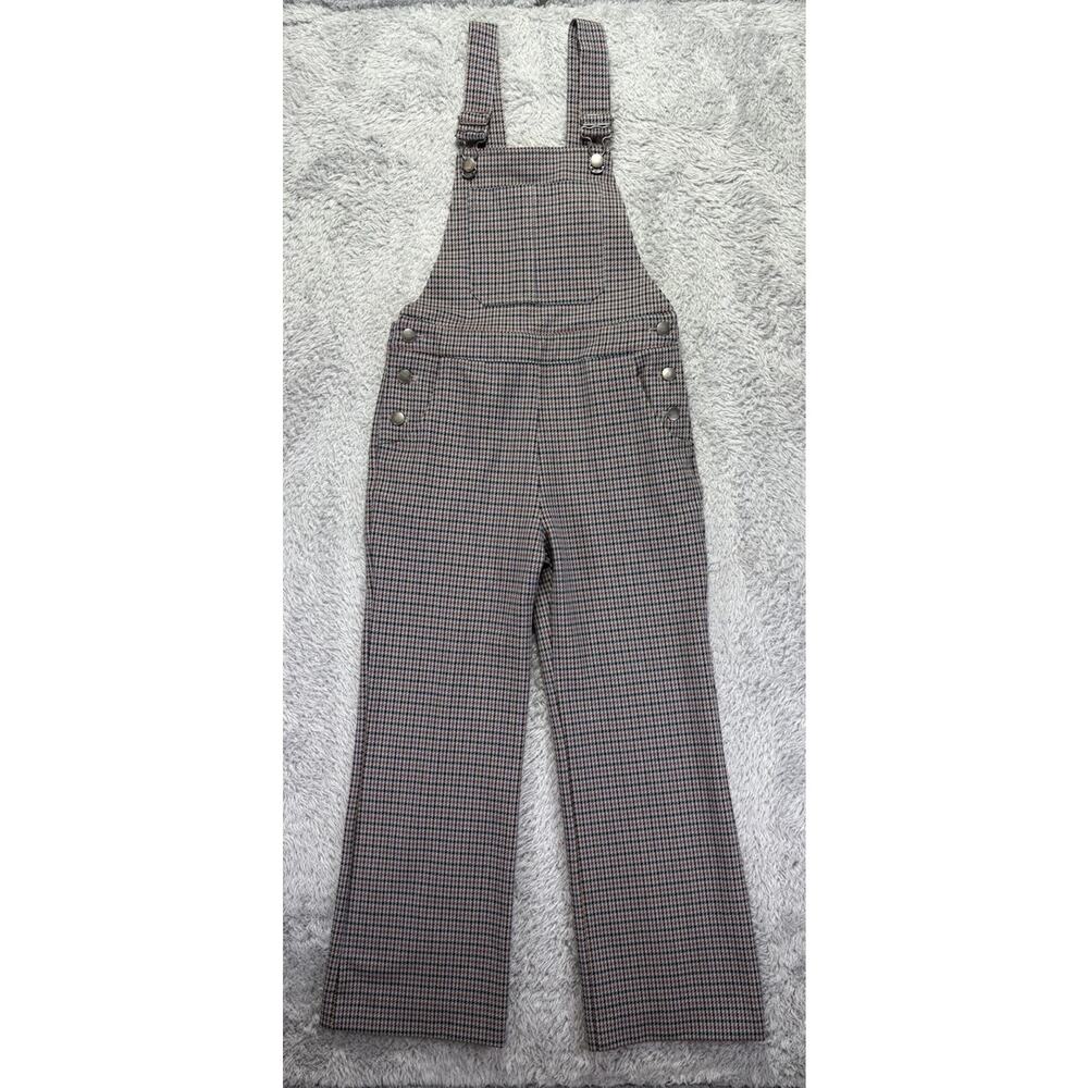 Zara kids Sz 10 girls plaid overalls houndstooth straight leg button‎ stretch